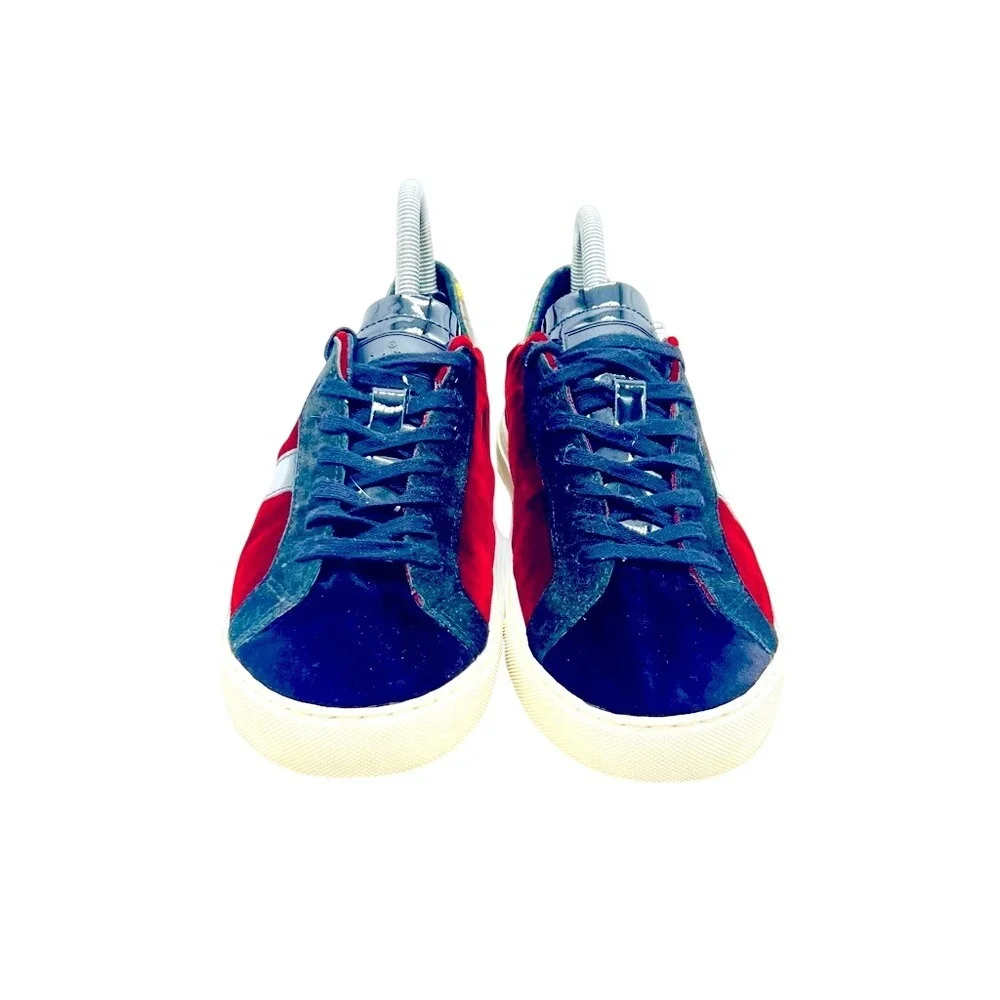 D.A.T.E. Premium Sneakers‎ Womens 8 EU 39 Burgundy Velvet Navy Suede Low Top